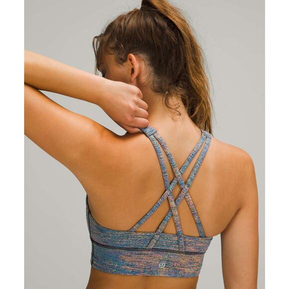 LULULEMON Energy Bra High Neck Long Line B–D Cup Size 8 Spectral Fusion Jacquard - Picture 2 of 8